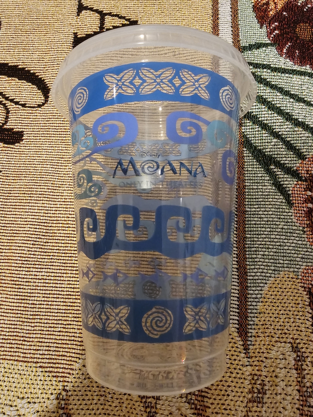 Disney Moana Clear Cup with Blue Tribal Designs
